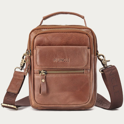 Messenger Bag For Men Business Small Portable Leather Crossbody Bag