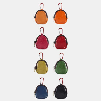 Mini Leather Zipper Coin Purse Cowhide Leather Cute Purses Wallet