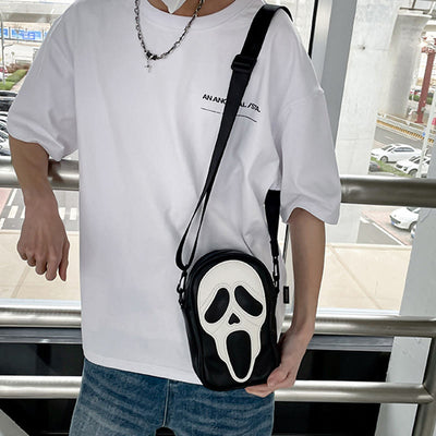 Crossbody Bag For Party Funny Ghost Skull Pattern Leather Pack