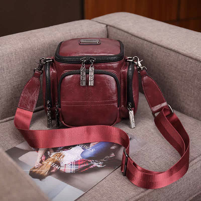 Retro Small Camera Bag for Women Oil Wax Leather Crossbody Purse