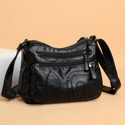 Minimalist Tote Soft Leather Wide Shoulder Strap Crossbody Purse