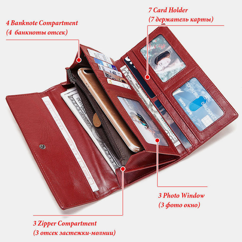 RFID Anti-Theft Multi-Card Genuine Leather Wallet