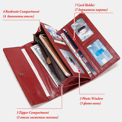 RFID Anti-Theft Multi-Card Genuine Leather Wallet
