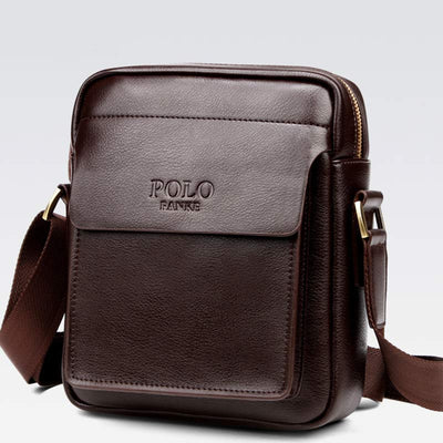 Men's Leather Shoulder Bag Crossbody Bag Small Messenger Bag for Work Business
