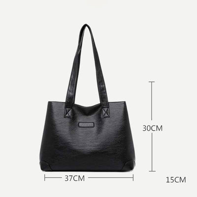 Women's Double Compartment Soft Faux Leather Tote Handbag Shoulder Bag Purse