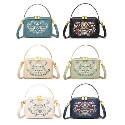 Top-Handle Bag for Women Vintage Embroidery Folk-Custom Shopping Crossbody Bag