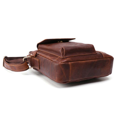 Men's Genuine Leather Large Capacity Crossbody Bag