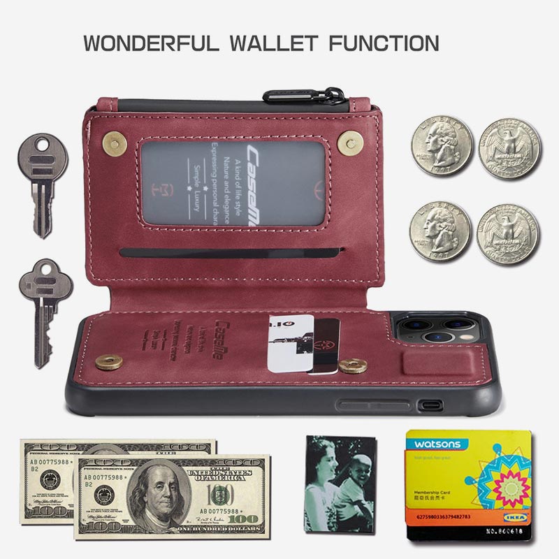 2 IN 1 Anti-theft RFID Phone Bag Wallet Smartphone Case Compatible with iPhone