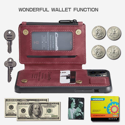 2 IN 1 Anti-theft RFID Phone Bag Wallet Smartphone Case Compatible with iPhone