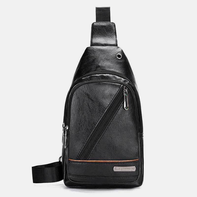 Leather Sling Bag for Men Outdoor Travel Chest Pack Daypack Backpack