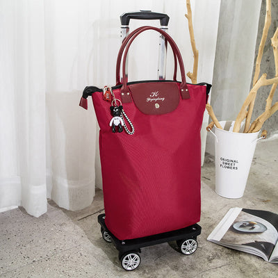 Multifunctional Portable Trolley For Women Detachable Folding Wheel Tote