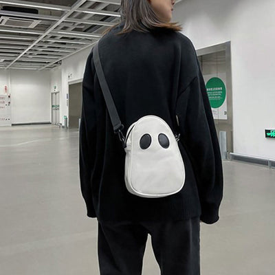 Crossbody Bag For Outdoor Funny Faceless Pattern Leather Pack