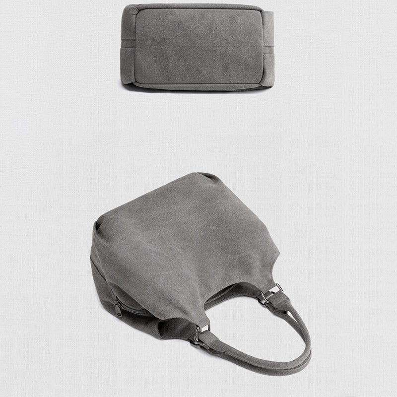 Triple Compartment Canvas Tote Lightweight Functional Hobo Handbag Purse