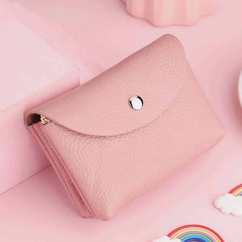 Genuine Leather Coin Purse Mini Wallet Card Holder with Zipper Pocket