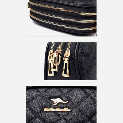 3 Zip Crossbody Bag for Women Faux Leather Quilted Small Shoulder Purse