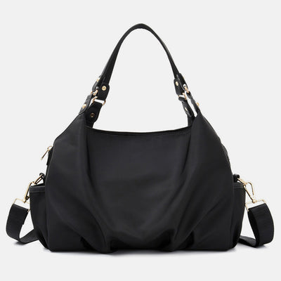 Triple Compartment Tote Handbag Large Capacity Hobo Handbag with Crossbody Strap