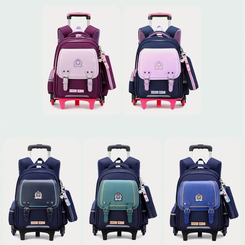 School Backpack For Kids Durable Waterproof Oxford Rolling School Bag