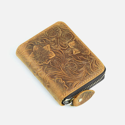 Retro Short Wallet Genuine Leather Multiple Slots Organ Card Holder
