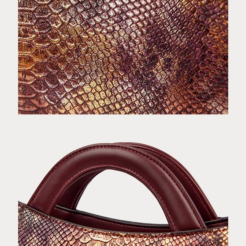 Top-Handle Bag For Women Snakeskin Grain Shape Elegant Crossbody Bag