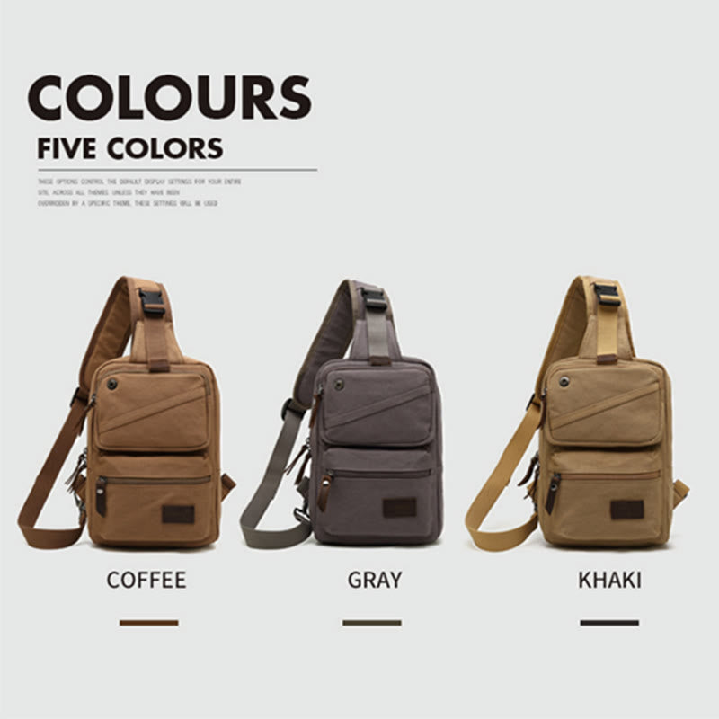 Sling Bag For Men Canvas Retro Sports Crossbody Chese Bag