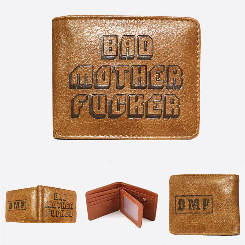 Bad Mother F**ker Print Wallet For Men Vegan Leather Purse