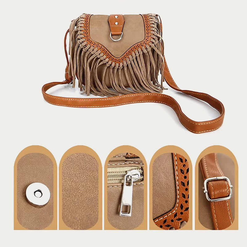 Bohemia Crossbody Bag For Women Vintage Tassel Shoulder Bag