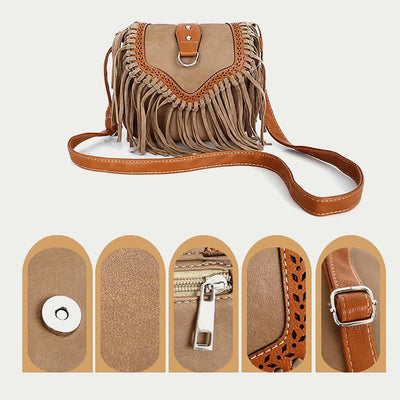 Bohemia Crossbody Bag For Women Vintage Tassel Shoulder Bag