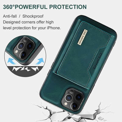 2 In 1 Magnetic Wallet Phone Case for iPhone PU Leather Trifold Wallet Case
