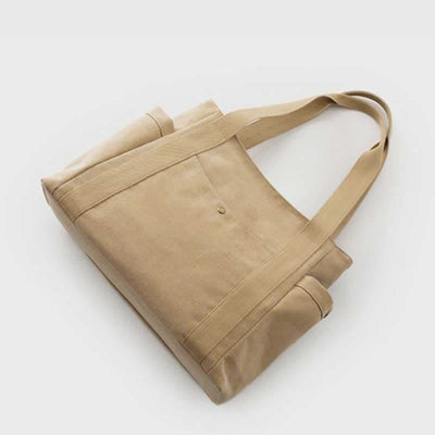 Large Capacity Canvas Shoulder Tote Bag Multiple Pocket Handbag Shopping Bag