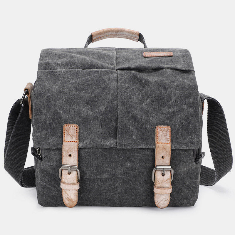 Retro Waxed Canvas Camera Bag DSLR SLR Padded Crossbody Shoulder Bag