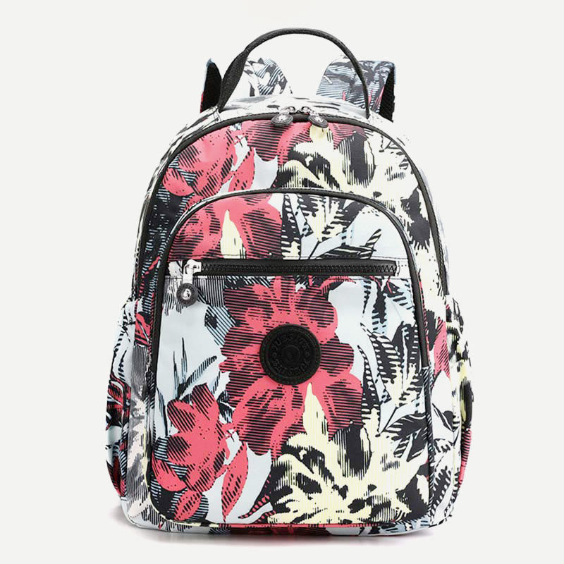 Backpack for Women Waterproof Multi-Compartment Printing Casual Nylon Lightweight Schoolbag