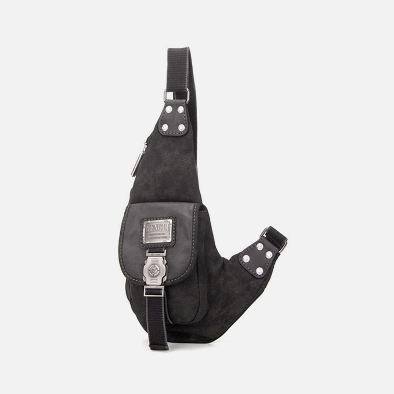 Multifunctional Canvas Chest Bag For Men Leisure Crossbody Riding Bag