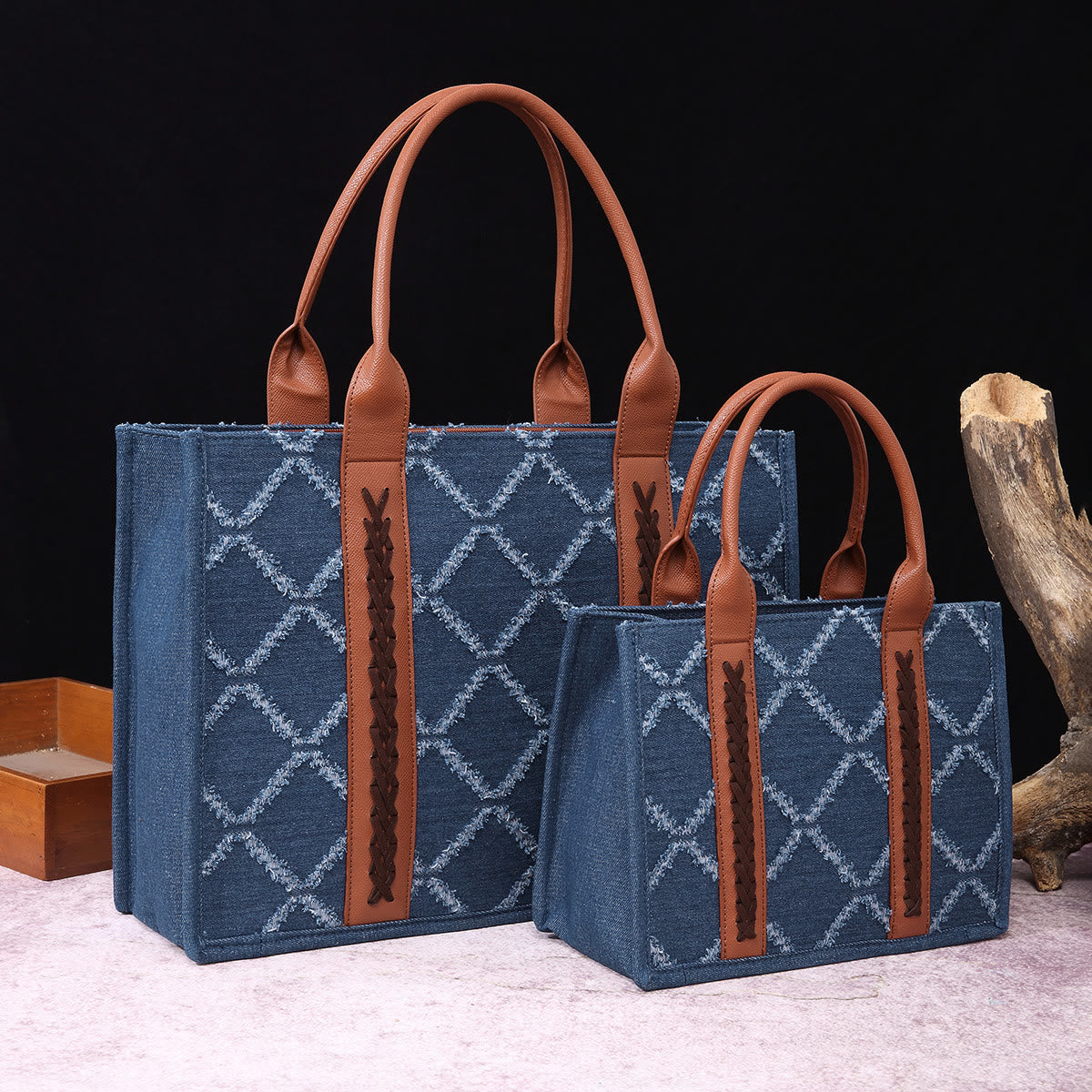 Vintage Linen Cotton Handbag For Women Bohemian Crossbody Tote