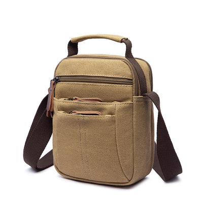 Vintage Multi-Carry Small Canvas Cross Body Purse Casual Shoulder Bag for Men