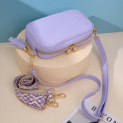 Crossbody Bag For Women Tassel Solid Color Casual Leather Bag