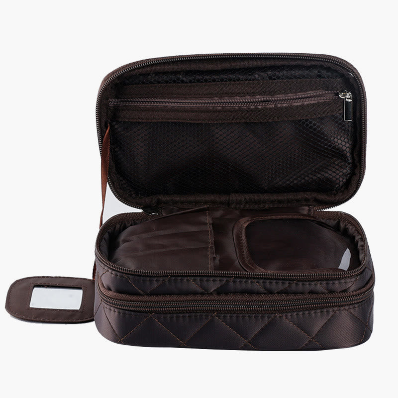 Waterproof Double Compartment Makeup Bag Nylon Portable Storage Bag