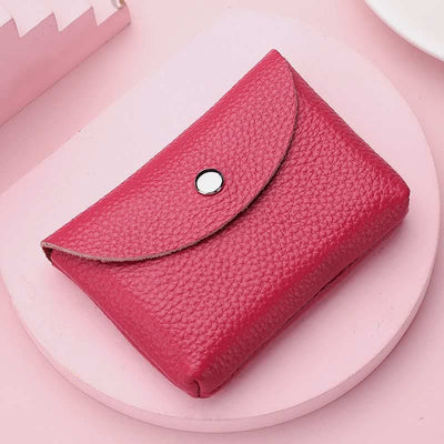 Genuine Leather Coin Purse Mini Wallet Card Holder with Zipper Pocket