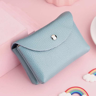 Genuine Leather Coin Purse Mini Wallet Card Holder with Zipper Pocket