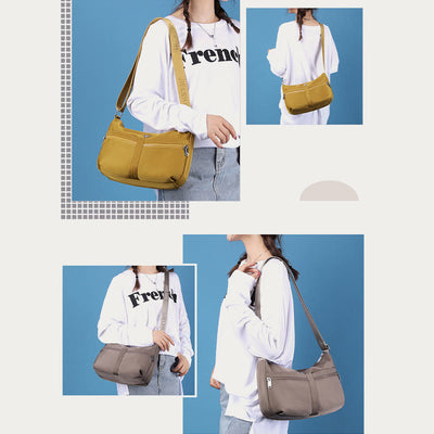 Solid Crossbody Bag For School Travel Simple Nylon Bag Purse