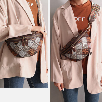 Women Crossbody Sling Bag Wide Adjustable Strap Leather Waist Bag