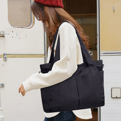 Tote for Women Large Capacity Multi-Pocket Nylon Work Shoulder Bag