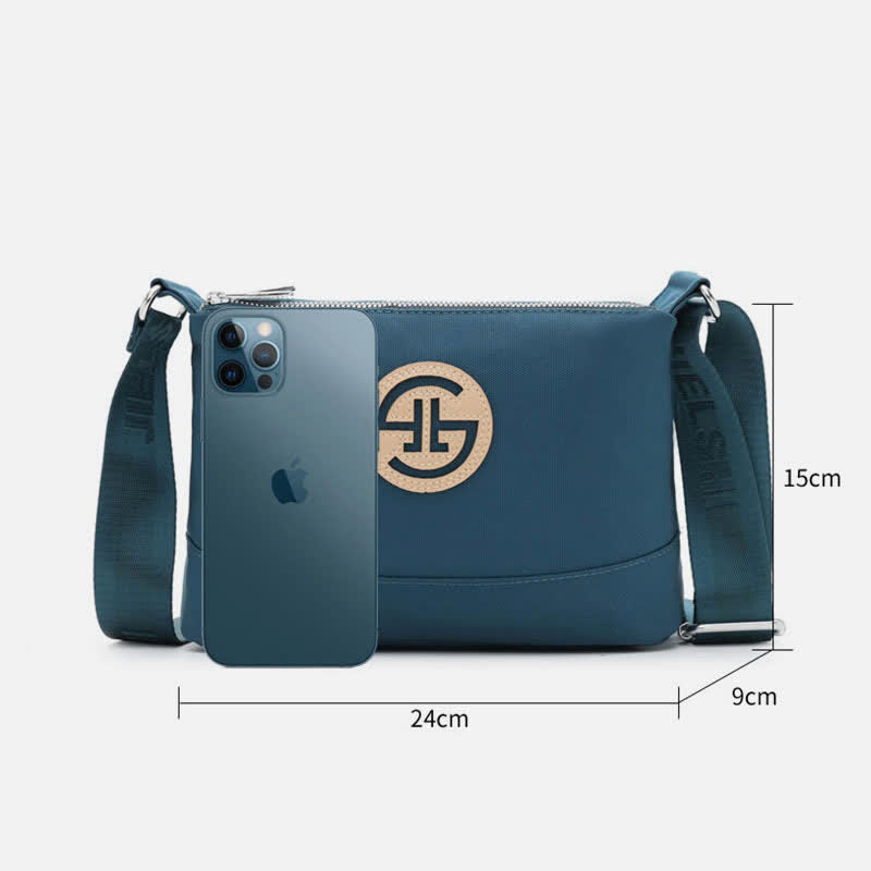 Triple Zip Small Crossbody Bag Lightweight Waterproof Nylon Handbag for Women