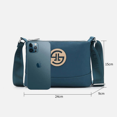 Triple Zip Small Crossbody Bag Lightweight Waterproof Nylon Handbag for Women