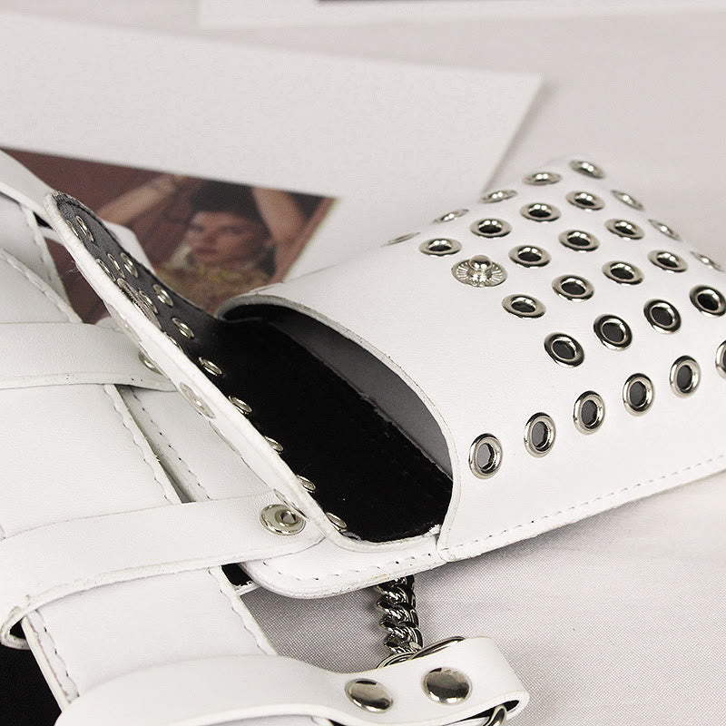 Punk Waist Bag For Women Rivet Hollowed Out Belt Bag