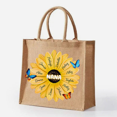 Custom Name Sunflower Tote Bag Large Shopping Travel Beach Handbag