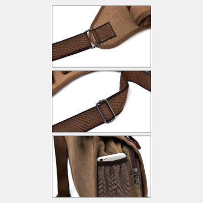 Crossbody Bag For Men Retro Multifunctional Canvas Daily Messenger Bag