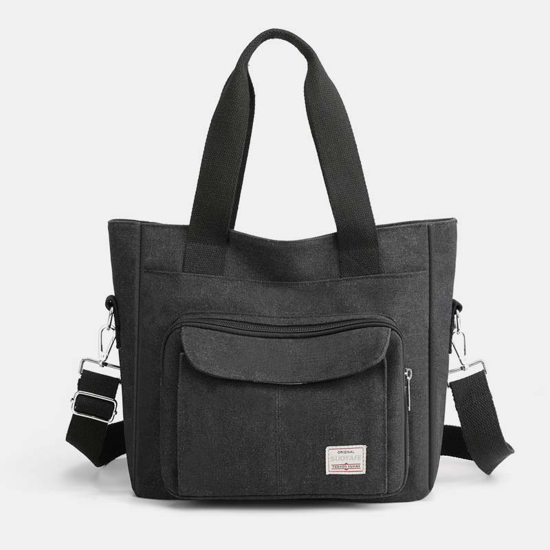 Women's Canvas Top Handle Handbag Multi-pocket Crossbody Shoulder Bag Tote Purse