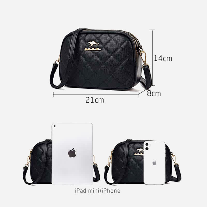 3 Zip Crossbody Bag for Women Faux Leather Quilted Small Shoulder Purse