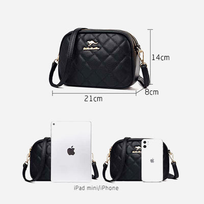3 Zip Crossbody Bag for Women Faux Leather Quilted Small Shoulder Purse