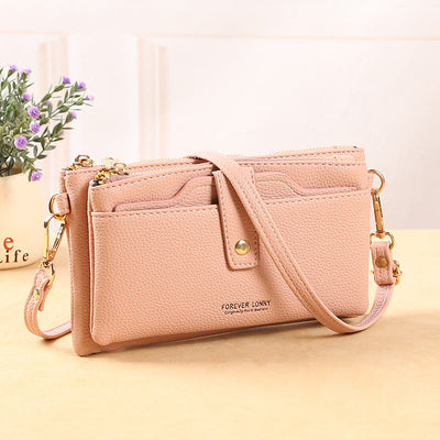 Double Compartment Phone Bag For Women Multifunctional Leather Crossbody Bag